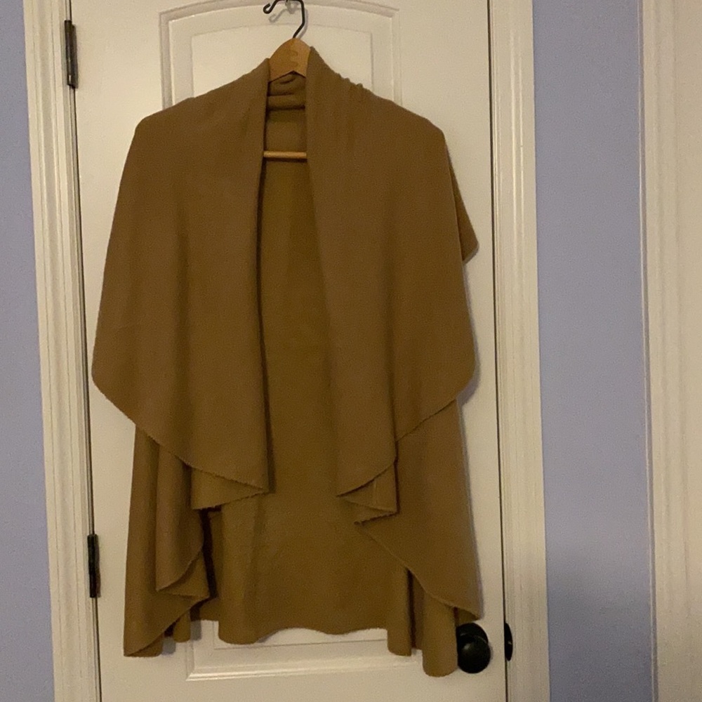 Camel colored sleeveless sweater wrap, women's medium/large